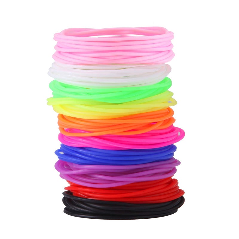 Senkary 120 Pieces Silicone Jelly Bracelets Nonluminous Stretchy 80s Rubber Bracelets Gel Gummy Hair Ties for Party Favors, Adults, Women, Kids, Girl(10 Colors) - Image 1